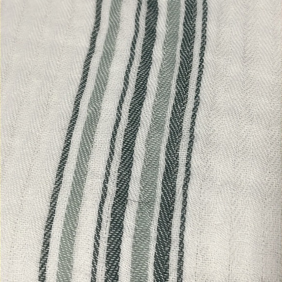 Haven White Gray Maxi Dress Muumuu Short Sleeve Cotton Gauze Striped Loungewear - Picture 12 of 16